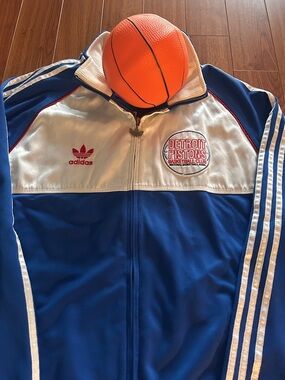 2008 Detroit Pistons NBA X Adidas Embroidered White & Black Track Jacket